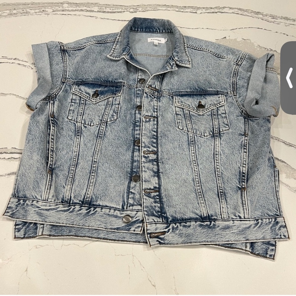FRAME Short Sleeve Oversized Jean Jacket Size S